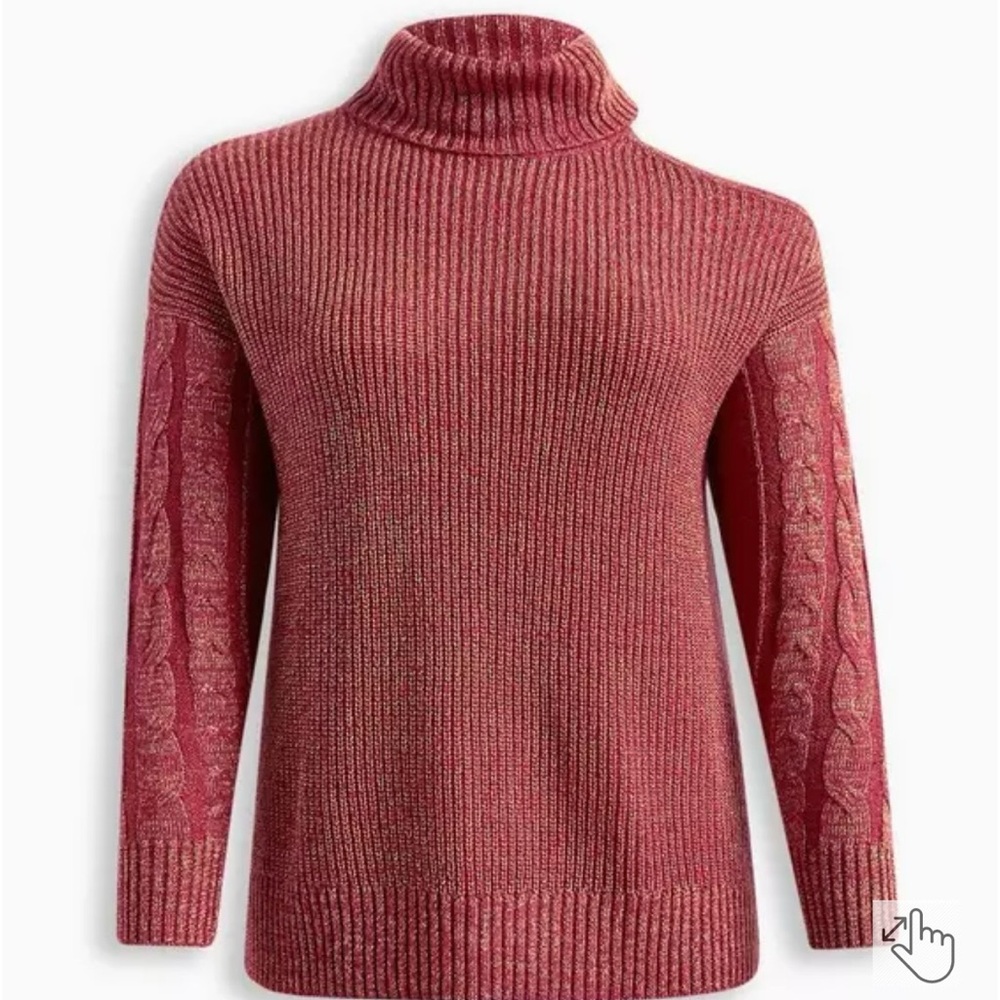 Torrid NWT Metallic Cable Pullover Cold Shoulder Sweater